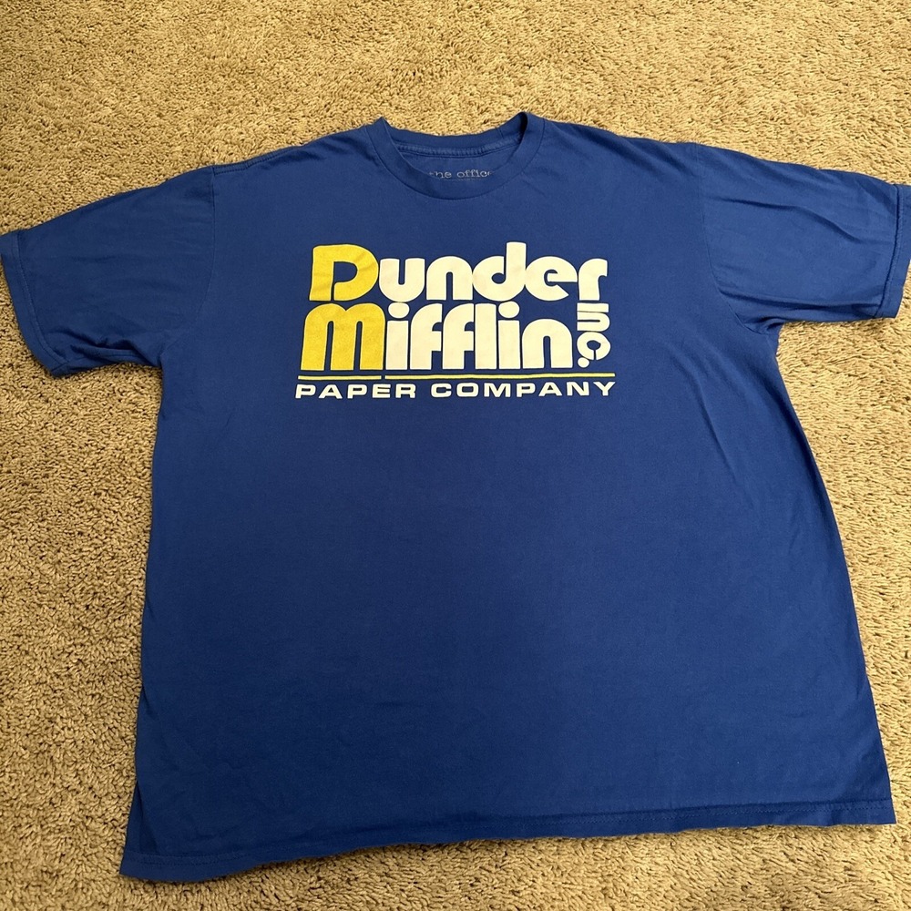 The Office Dunder Mifflin Paper Company T-Shirt Mens XL Blue Short Sleeve Tee